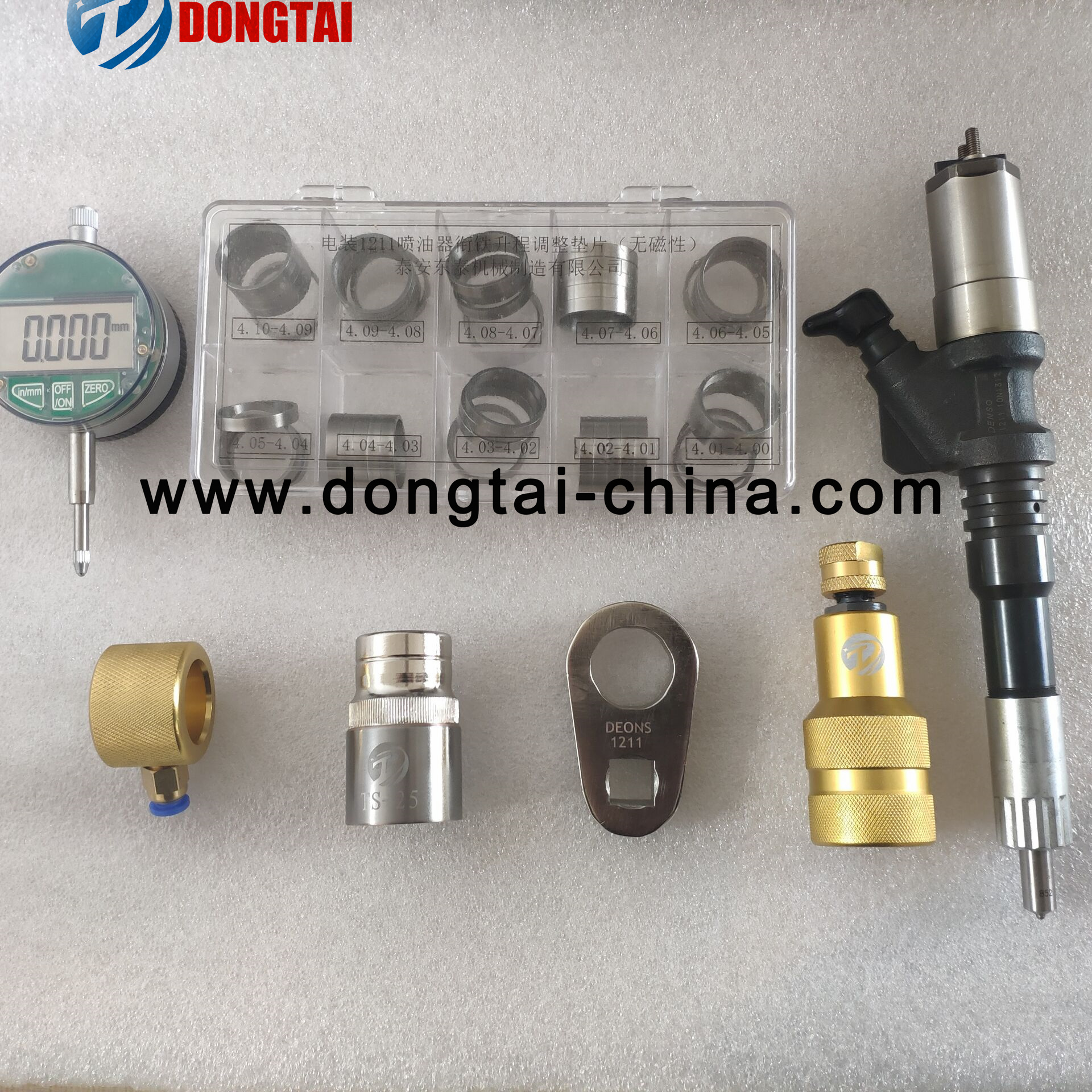 NO.1003(1) Dismounting and Measuring tools with Adjustment Shims(4.00-4.10) 10Kinds x5Pcs For DENSO 1211 Injector