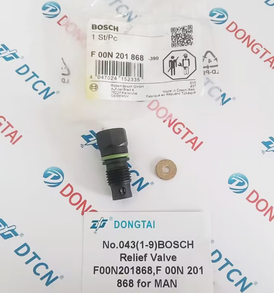 NO.043(1-9) BOSCH Relief Valve F00N201868, F 00N 201 868 for MAN CP3 series pump 0445020075, 0445020201,0445020277