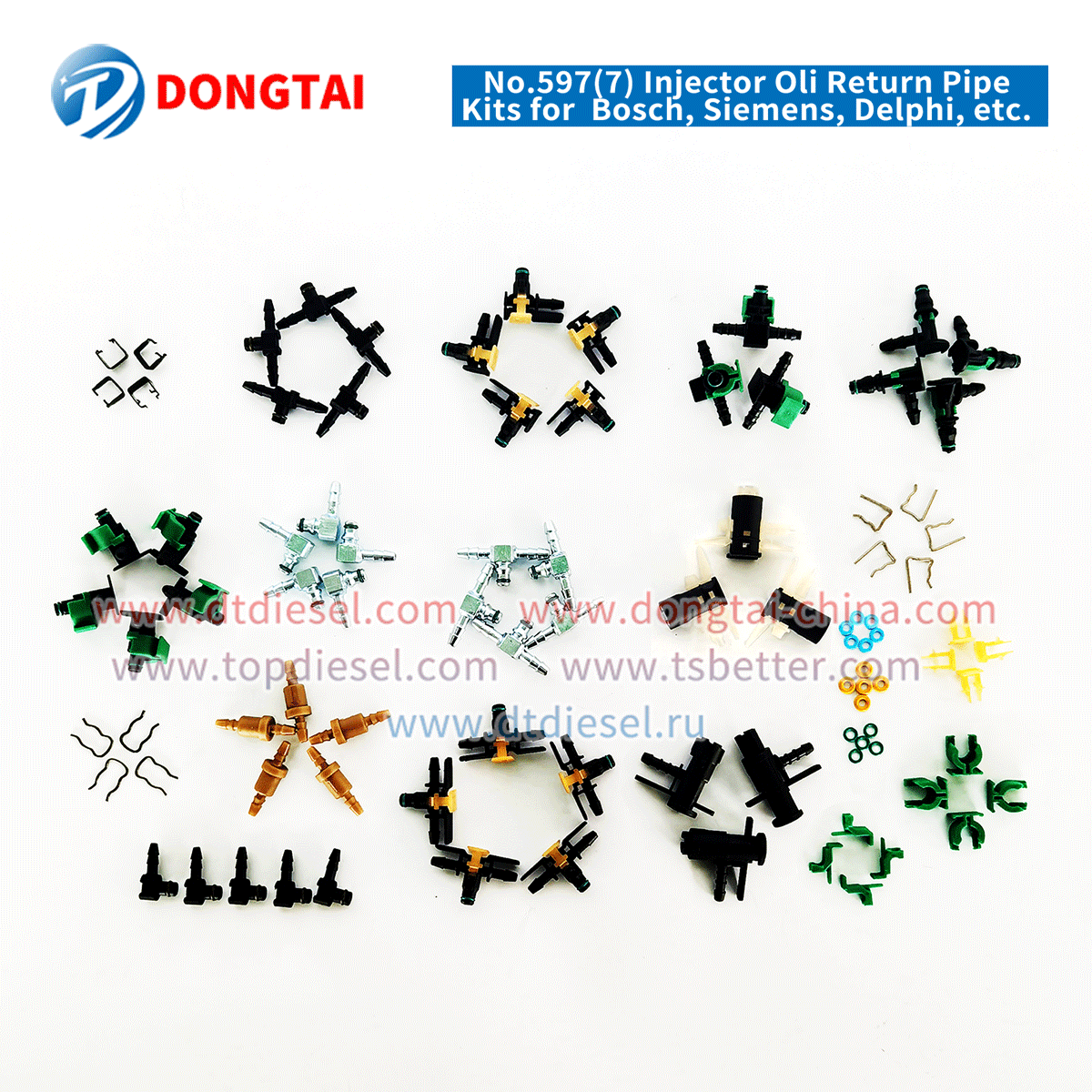 NO.597(7) Injector Oil Return Pipe Kits for Bosch, Siemens, Delphi, etc